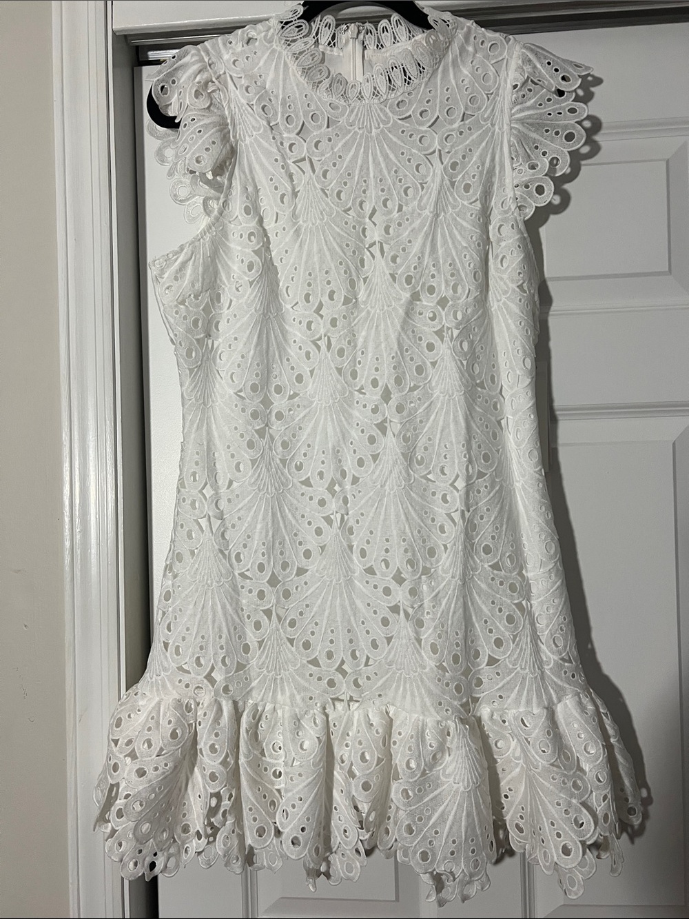 Aqua White Broderie Anglaise Ruffle Mini Dress